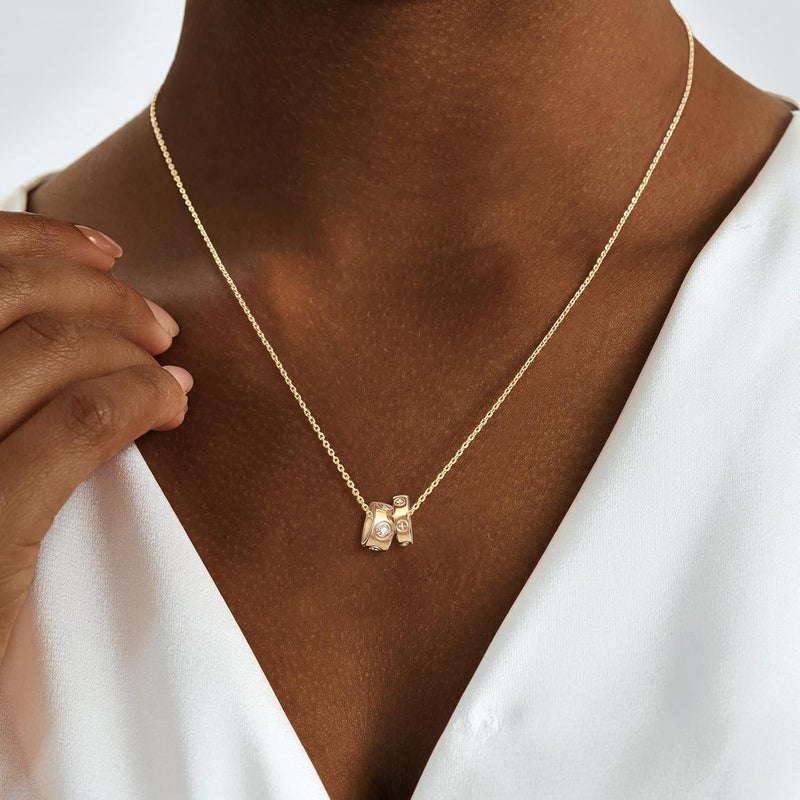 OGD Store Layered CZ Rondelle Pendant Necklaces for Women, 14K Gold Plated Trendy Mariner Chain Dainty Circle Rondelle Pendant Choker Necklace for Women Two-Toned Cubic Zirconia Gold Necklace - Image 3